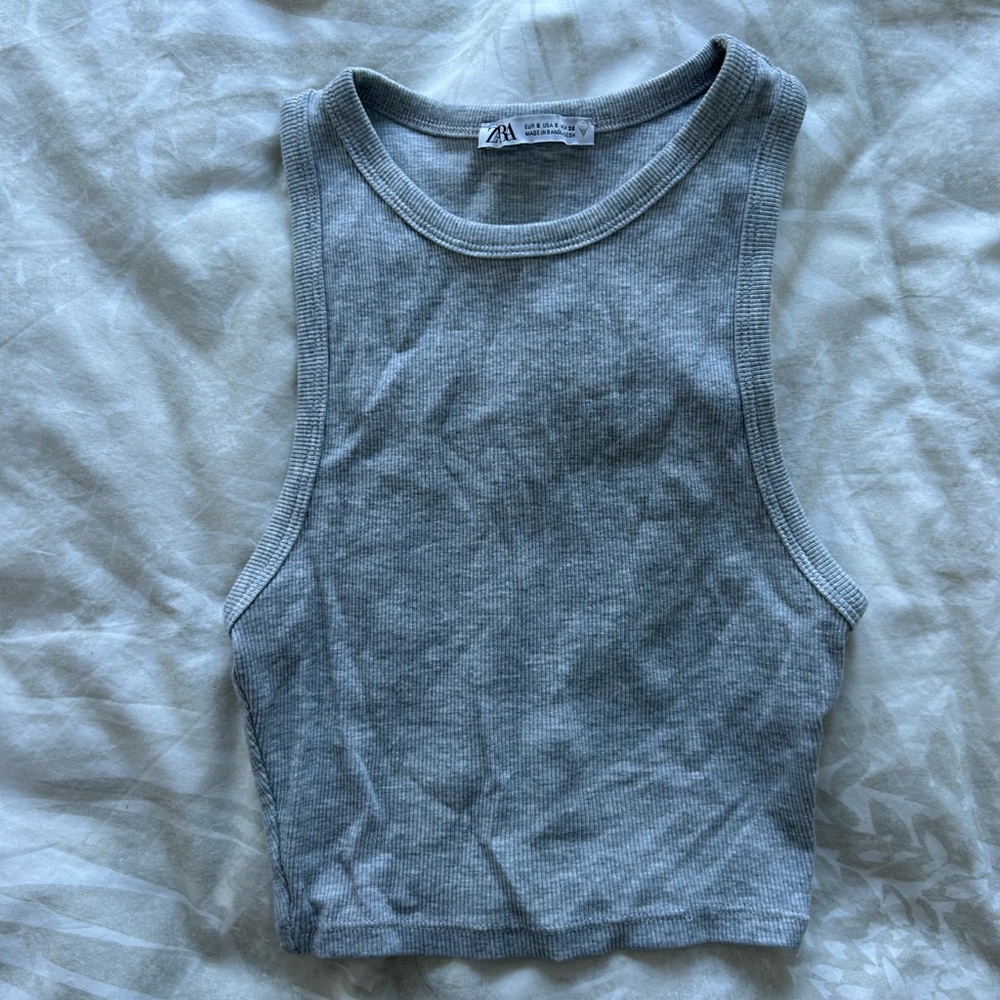 Zara Grey Rib Tank US XS